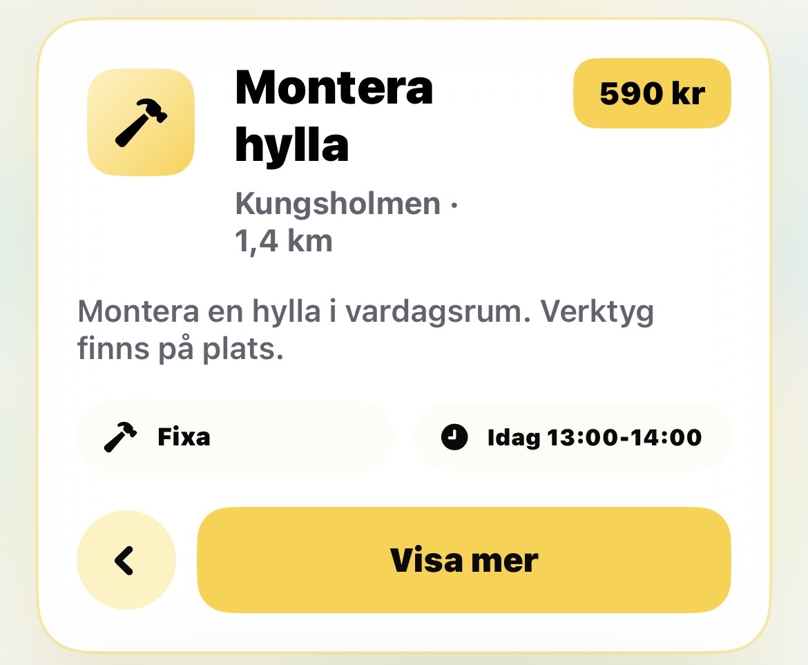 Favor-kort för att montera hylla